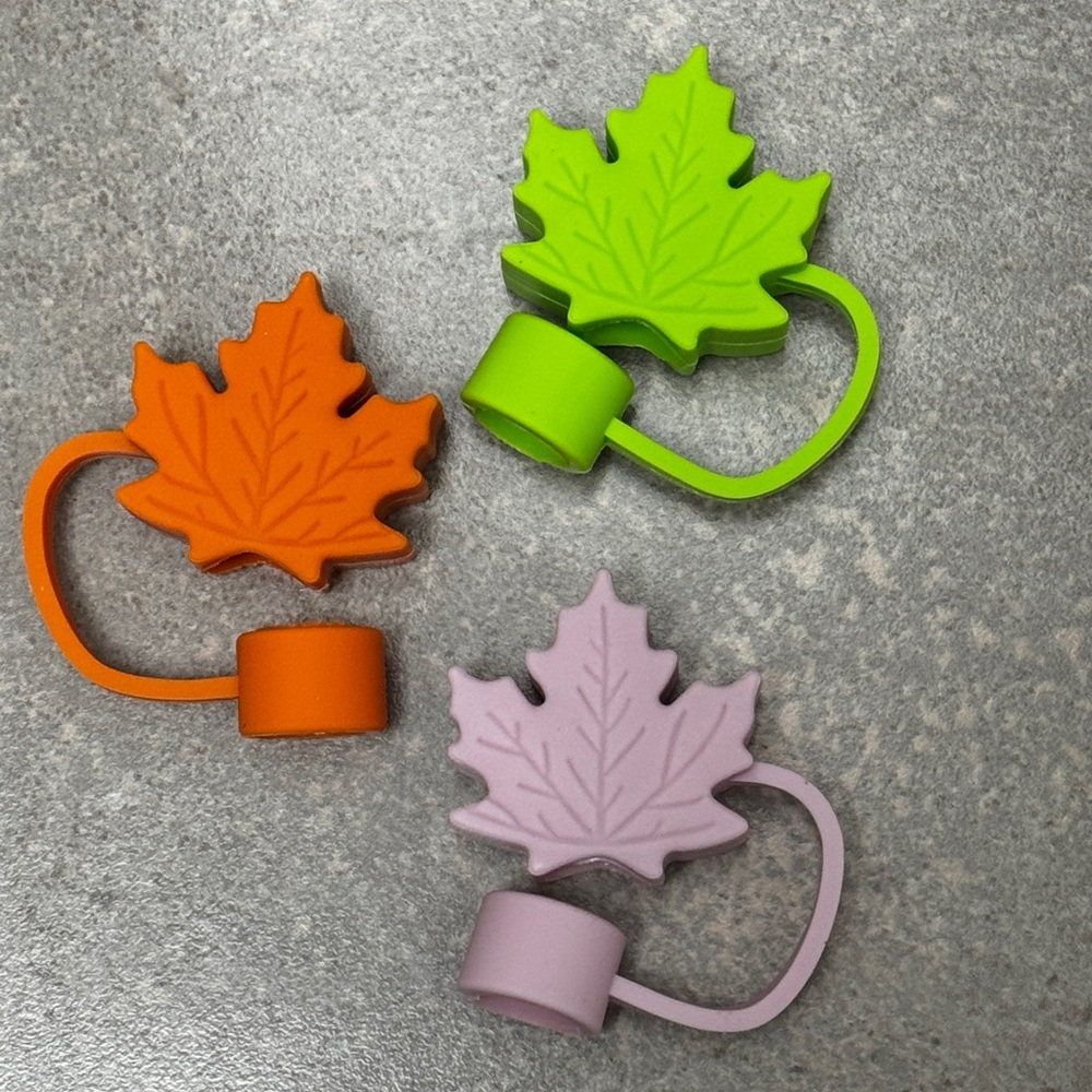 Fall leaves straw toppers - set of 3